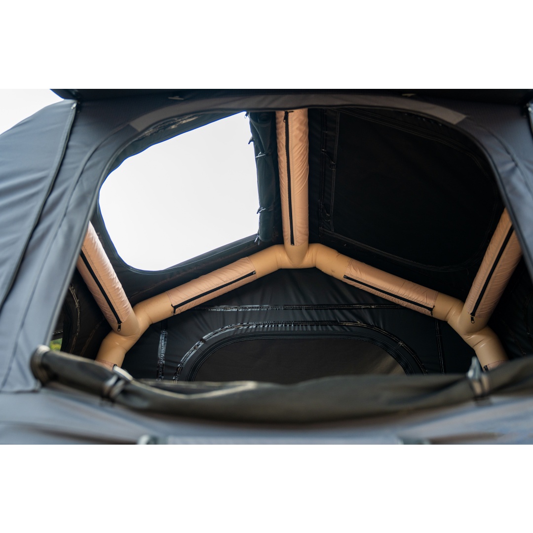 Foldable 2-3 People Amphibious Inflatable Car Roof Top Tent For Camping Outdoor Glamping Camping Tent For SUV,Truck  Without Ladder, Two-tone Style, Khaki & Black