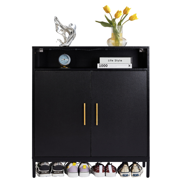 Double Door 6-Layer Shoe Cabinet With High Foot LED Lights Particle Board... 5