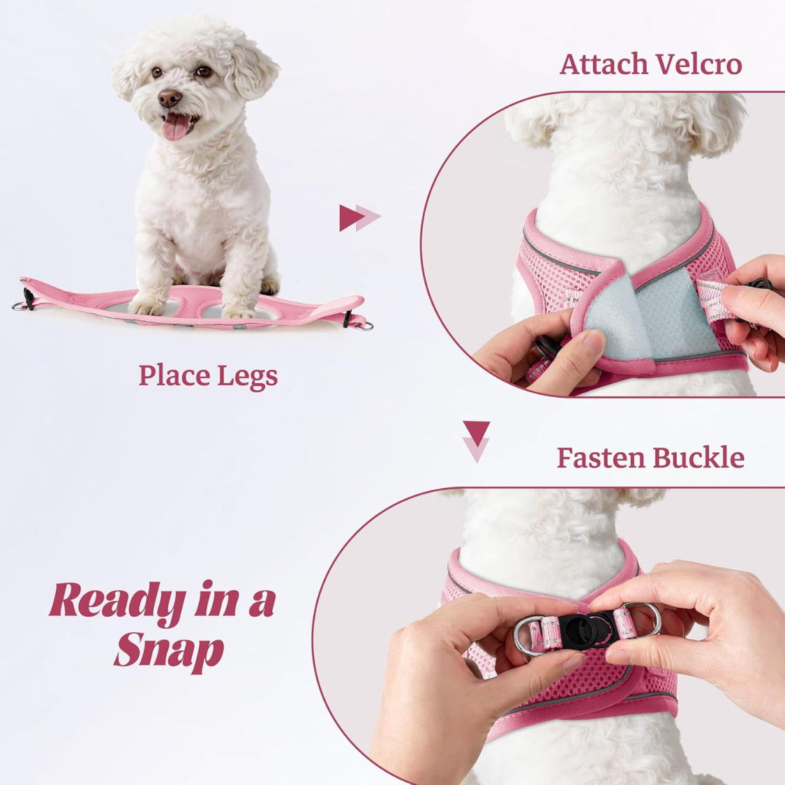No Pull Dog Puppy Harness And Leash Set Reflective Mesh Vest — foto 5