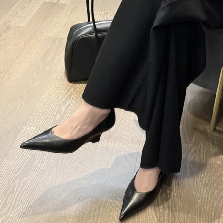 Women Vintage Pointed Toe Hidden Platform Slip On Flats, Literary Elegant Commuter Daily Shoes
