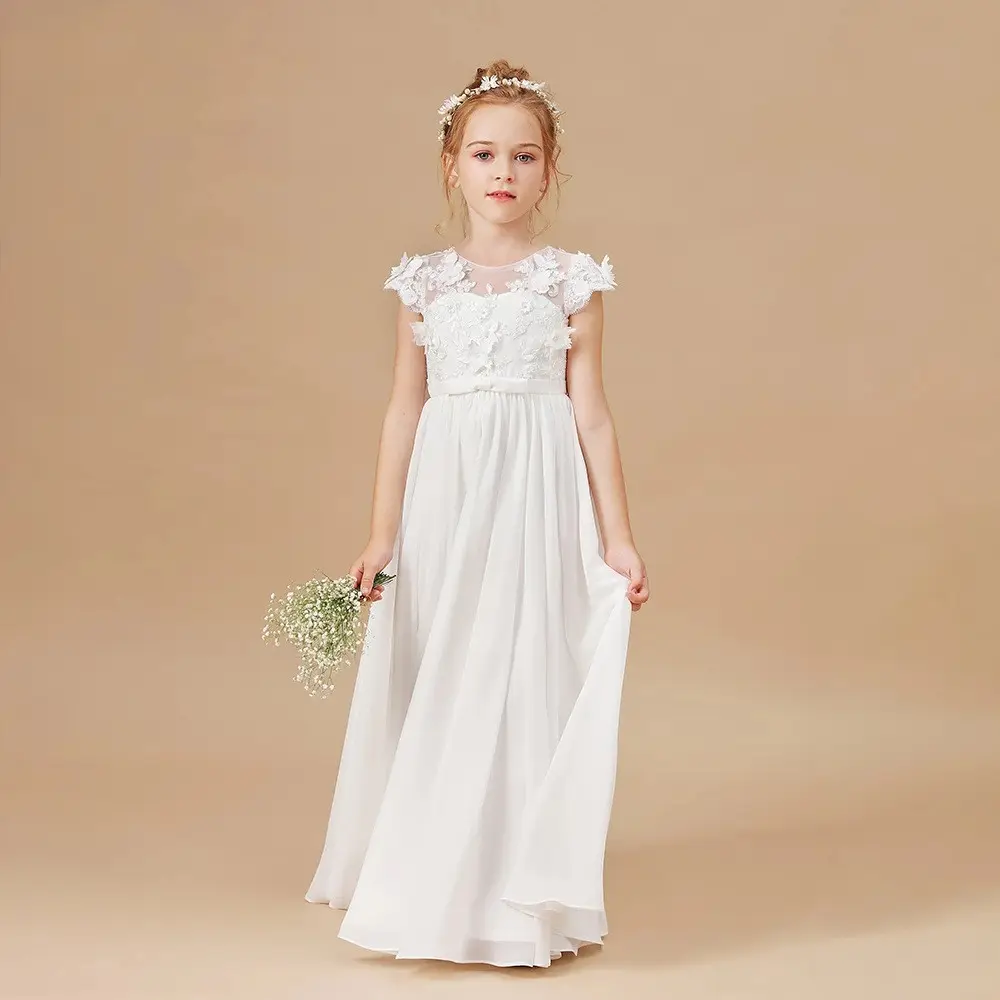 Kids Dress Ladies White Flower Girl Wedding
