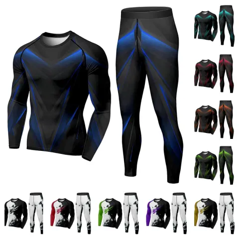 Men's 2 Piece Tracksuit Suit Compression Clothes Running Winter
