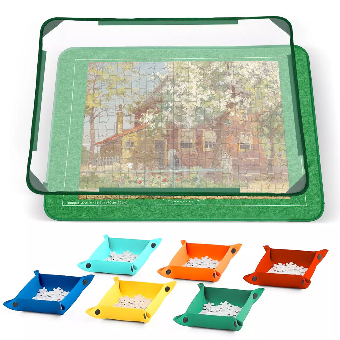 Jigsaw Puzzle Board 10 00 Pieces, 32  X 22  Storage With 6 Sorting Trays & Cover UK