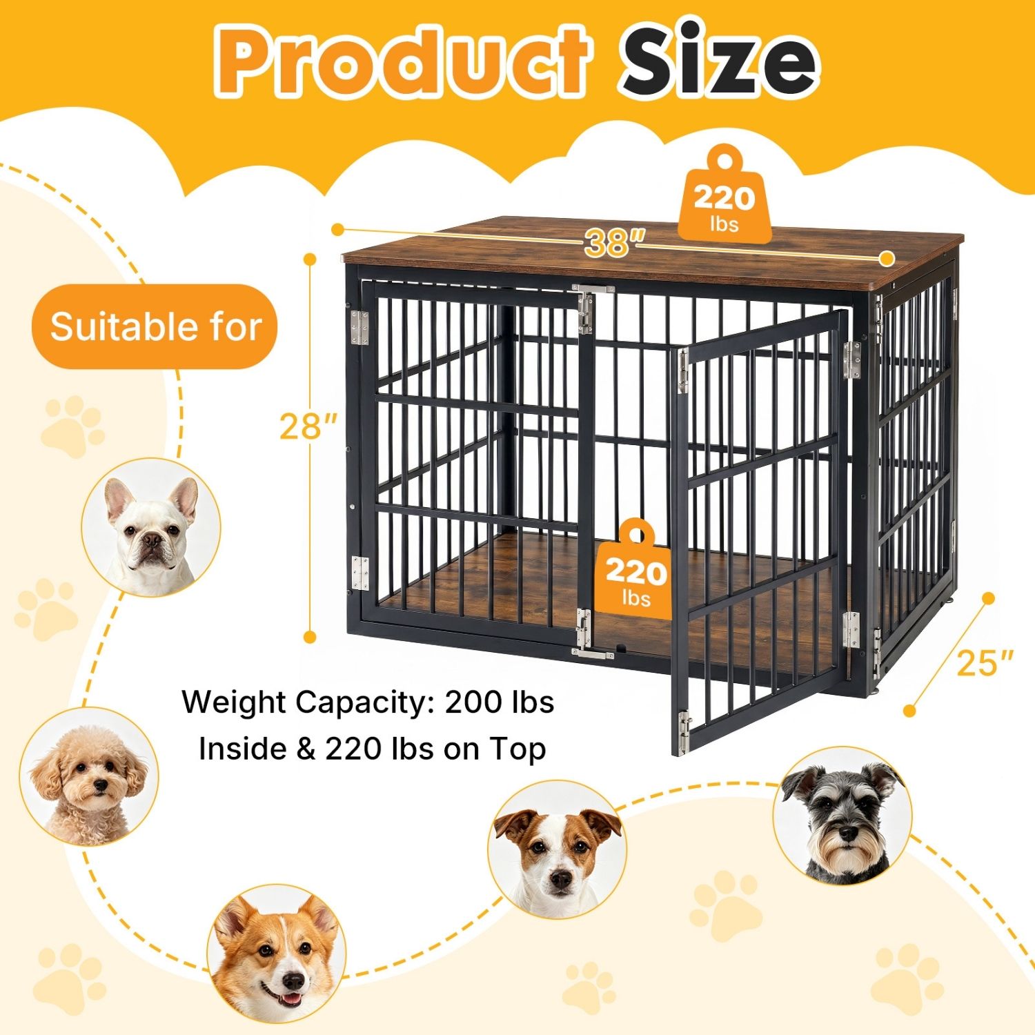 Sturdy Dog Crate Furniture, Heavy Duty Kennel For Large & Medium Dogs, Indoor Use image 8