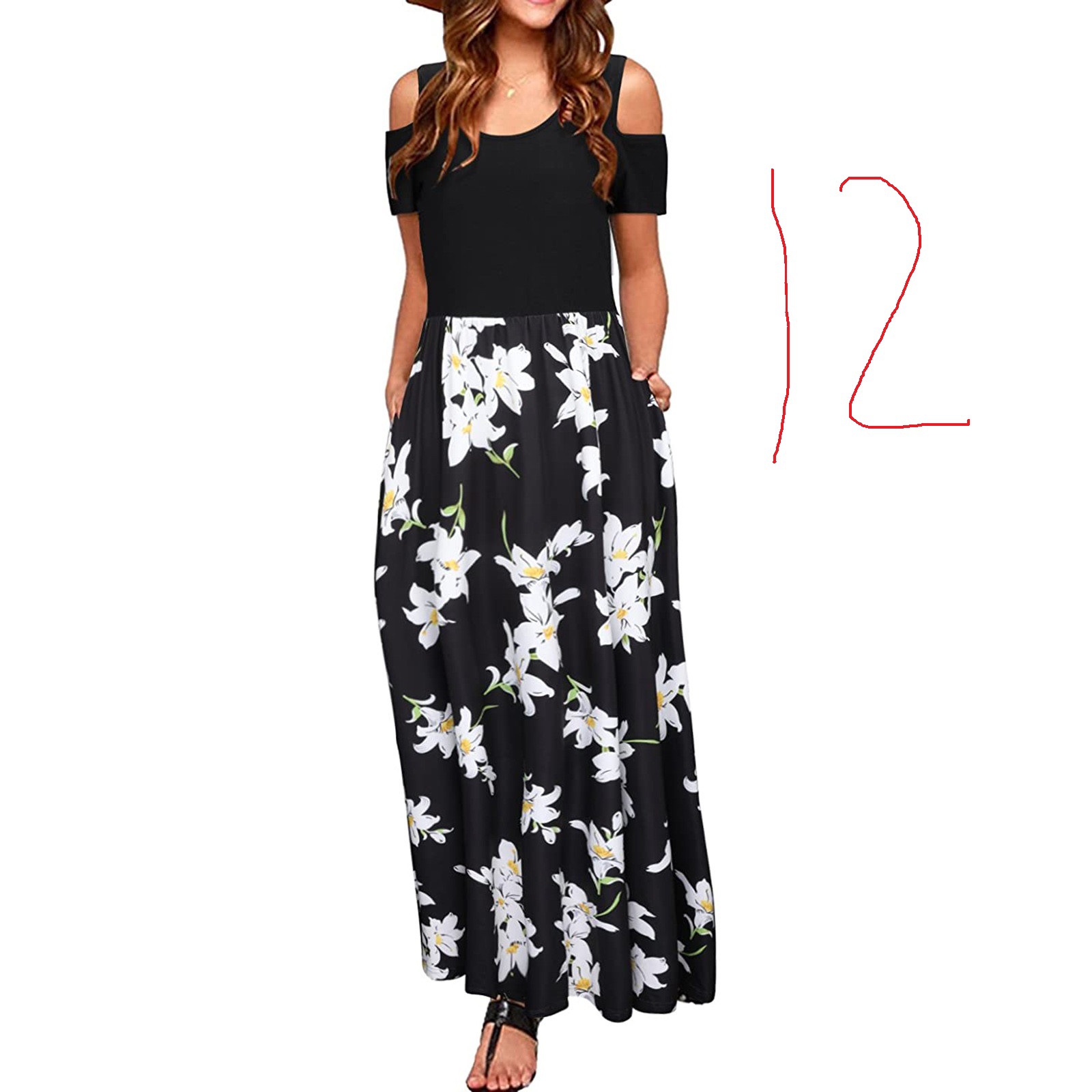 European And American Fashion New Print Women's Suspender Dress Black And White Flowers - Shop at LoveMi