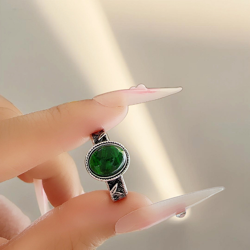 Women's Bamboo Leaf Embossed Ring Vintage, Exquisite, Fashionable & Versatile High-End Band Adjustable Niche Jewelry