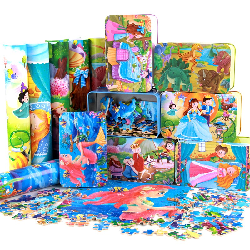 Title 10, 100pcs Puzzle Iron Box Children