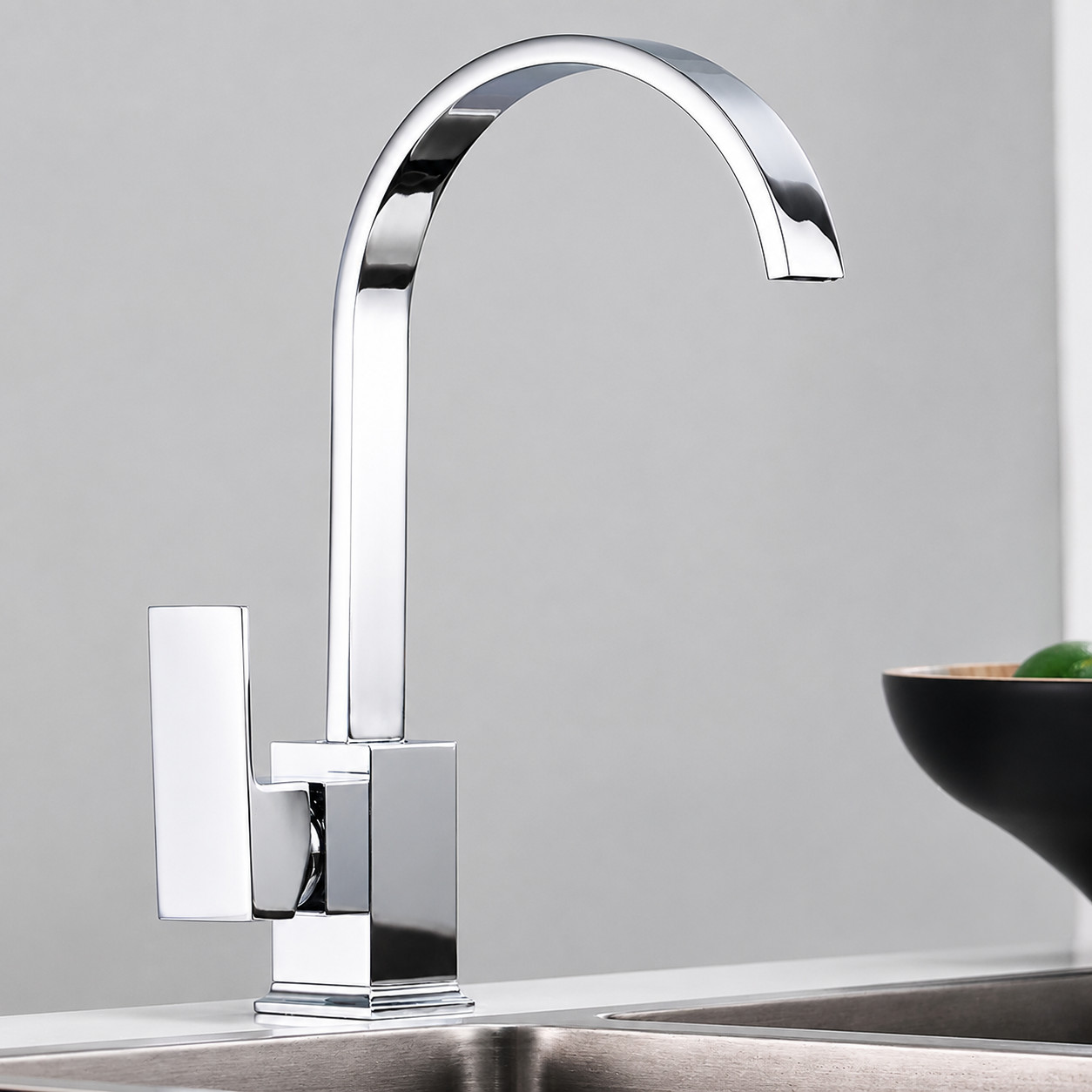 Kitchen Sink Mixer Tap Chrome Waterfall Monobloc Swivel Single Lever — image 3