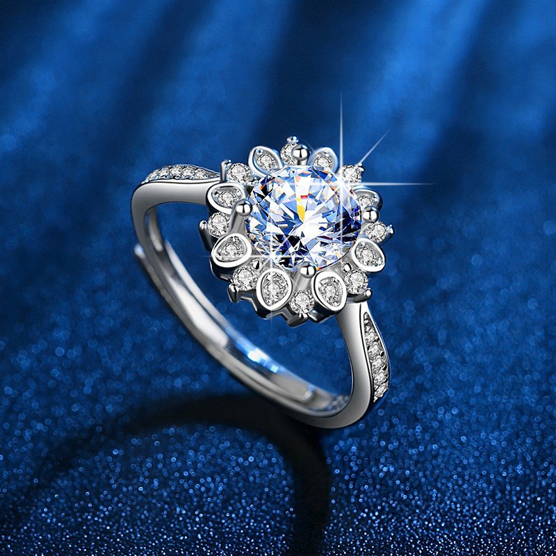 Elegant 1ct Simulated Moissanite Six Prong Ring Luxury Wedding Jewelry For Women thumbnail 5
