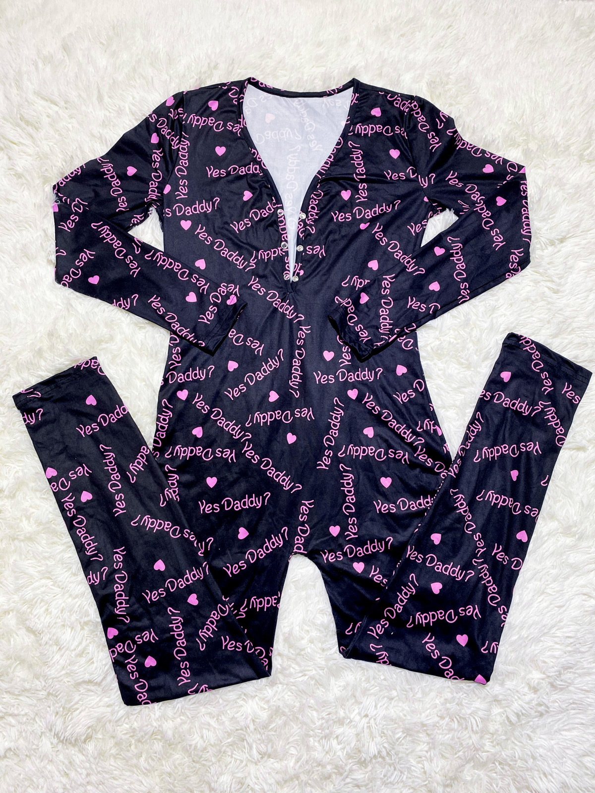 Title 7, Digital Printed Long-sleeved Buttoned Jumpsuit