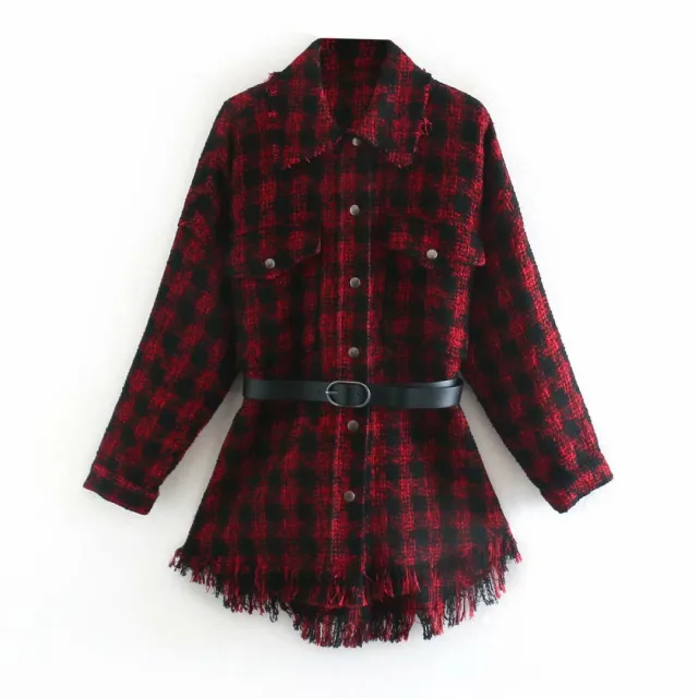 Summer Foreign Trade Women's Assembly Belt Red Plaid Shirt Jacket - Shop at LoveMi