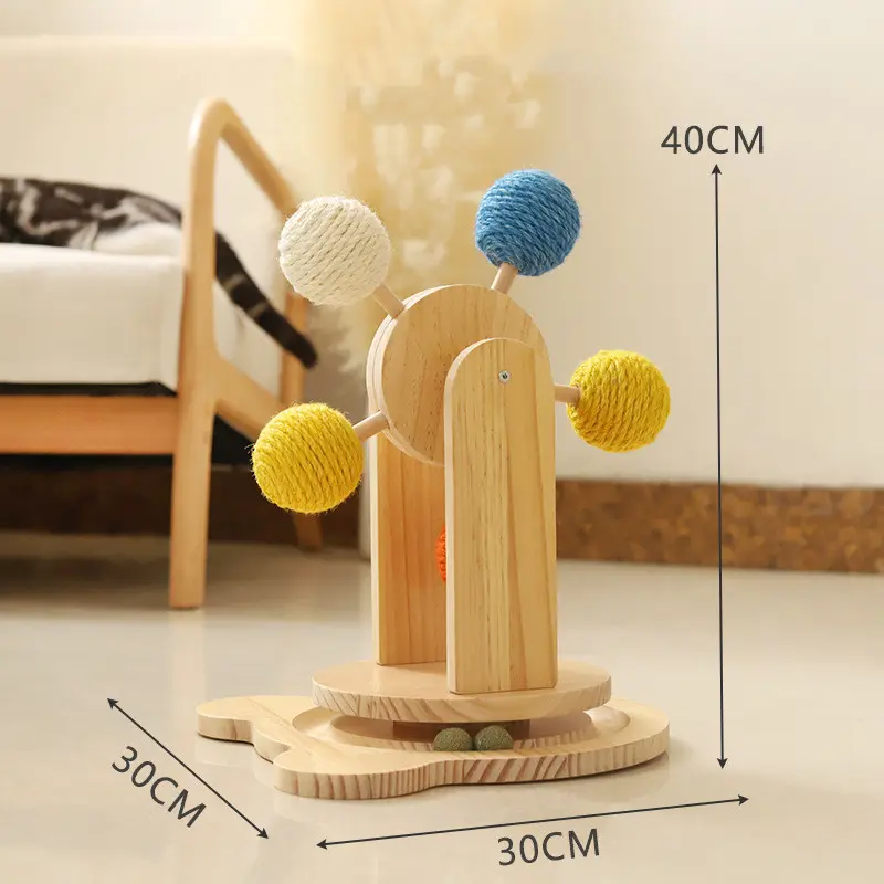 Solid Wood Rotary Table Cat Scratch Board