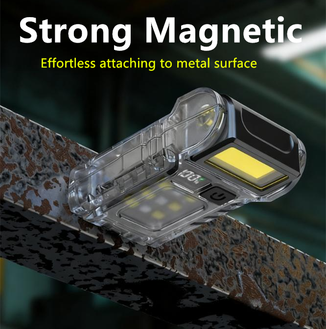 Mini Pocket LED Flashlight Magnetic USB Rechargeable Torch Work Light Belt-Clip