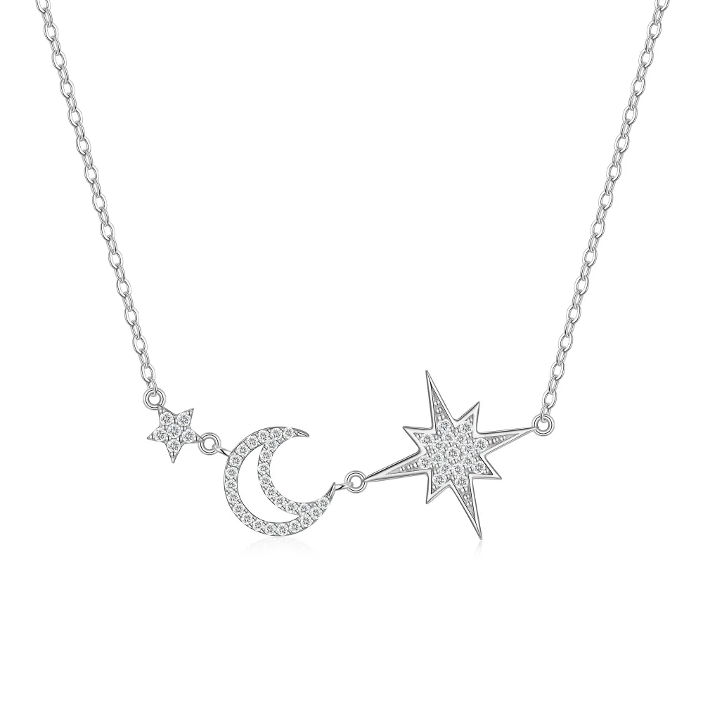 A Luxurious And Fashionable Minimalist Jewelry Pendant Necklace Featuring Top-quality Moissanite, Made Of S925 Silver Electroplated With Platinum.