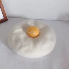 Thin Breathable Cute Poached Egg Beret - Autumn Winter Wool - View 1