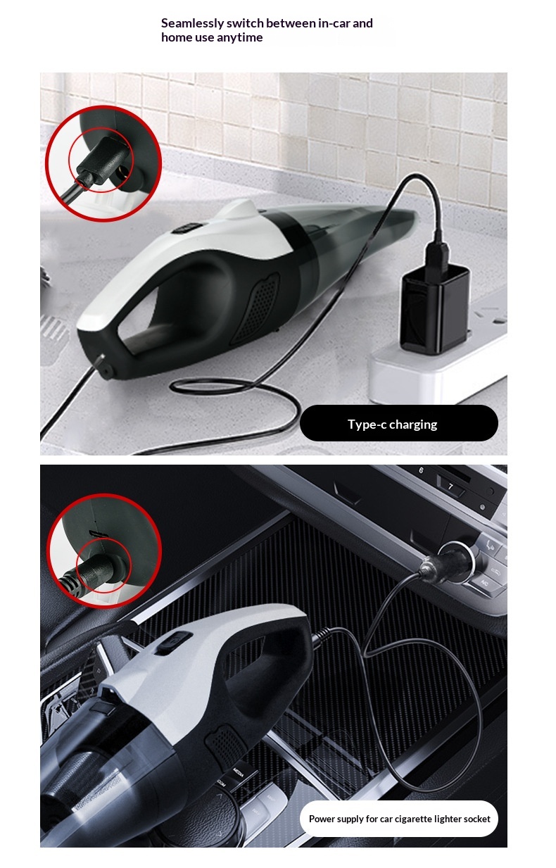 High Power Cordless Car Vacuum Cleaner, Handheld Portable Wet & Dry Vacuum With Lighting, Strong Suction Dual System Auto Vacuum 7