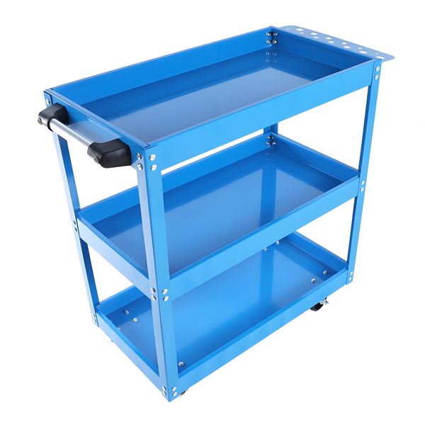 Upgrade 3-Tier Rolling Tool Cart With Lockable Wheels, Heavy Duty Steel Utility Cart, Kitchen Cart Organizer, Workshop Rolling Serving Cart For Garage, Warehouse, Blue thumbnail 8