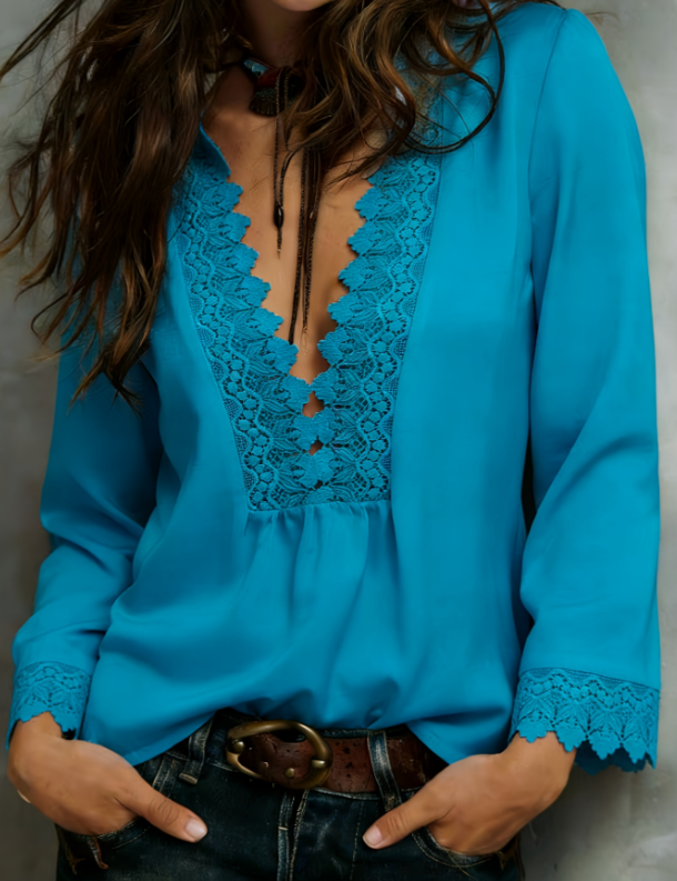 V-neck Loose Long-sleeved Top