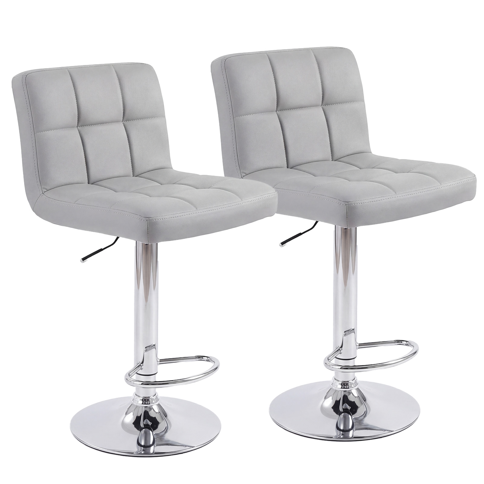 Bar Stools Set Of 2, Counter Height Barstools,Square Seat Cushion Barstool With Back, Height Adjustable PU Leather Swivel Barstool