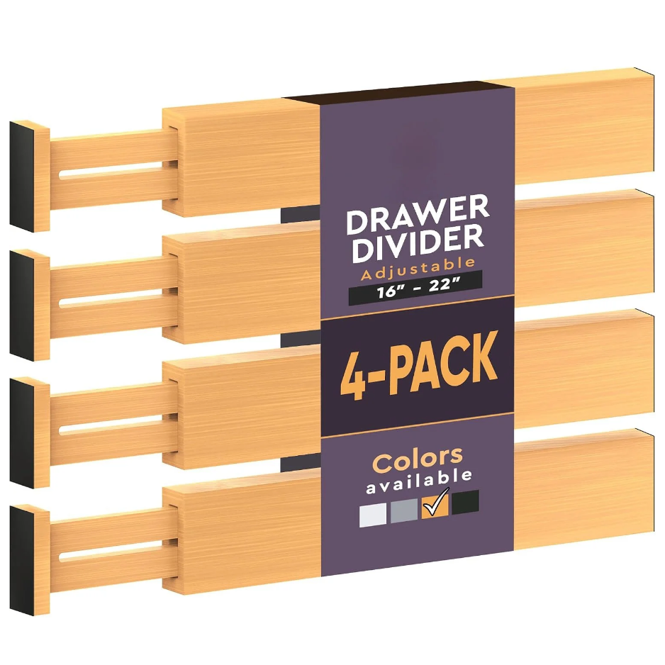 Drawer Dividers 4 PCS, 2.6 Inch High Adjustable Dresser Drawer Organizers For 16 To 22 Inch Drawers, Home Storage