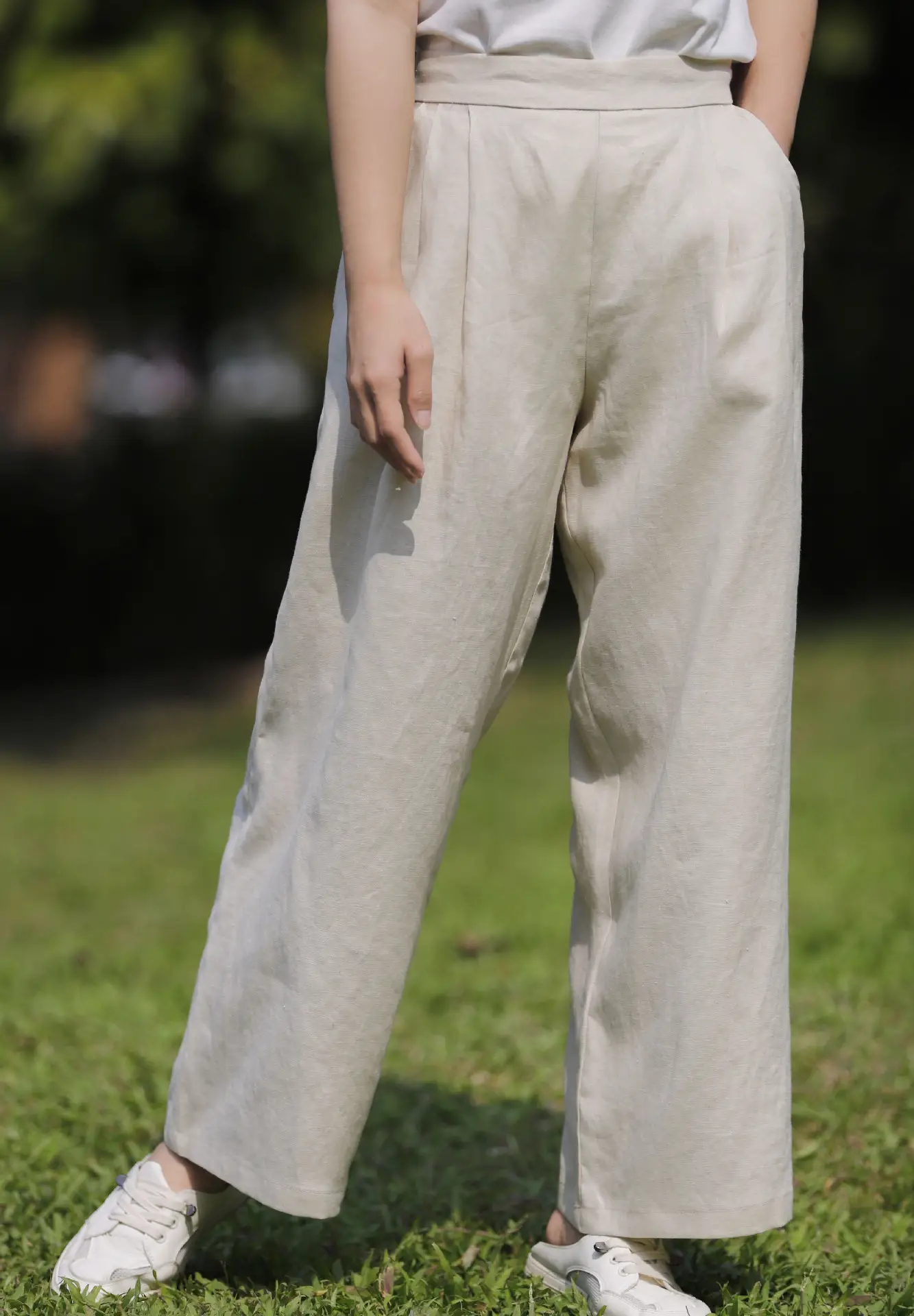Linen Wide Leg Pants New Multi-color Mid-waist Slim Women