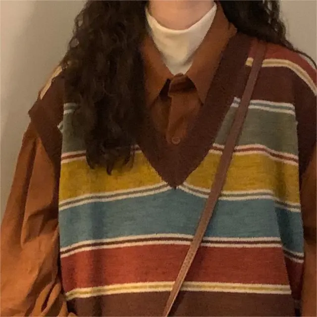 American Knitted Women's Sweater Vest Coffee - Shop at LoveMi