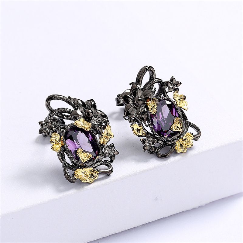 Retro Light Luxury Amethyst Earrings Women