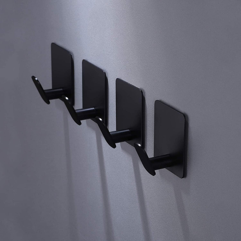 26lb Heavy Duty Adhesive Towel Hooks No-Damage 4 Pack Matte Black Stainless Steel Strong Adhesion — view 2