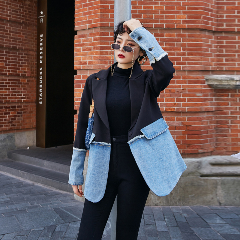 Denim Stitching Early Spring Suit Jacket