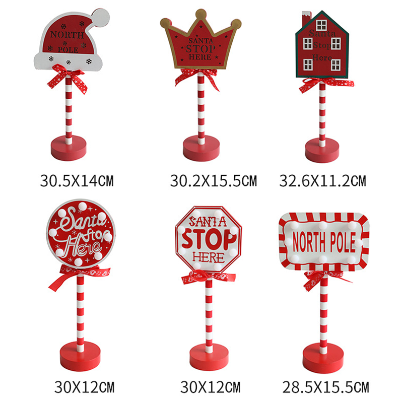 Title 9, Christmas Retro Lamp Stop Here Street Sign N Or...