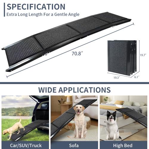 Pet Ramp For Car 71 Long 20 Wide Foldable Portable Non-slip Surface Pet Stair Ramp Extra Wide Pet Ramp Suitable For Medium And Large Dogs Under 250 Lbs
