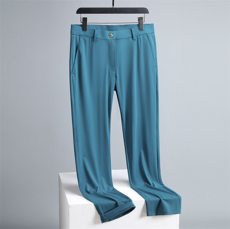 Summer Thin Casual Pants Belt Breathable Straight Trousers Men's Trousers
