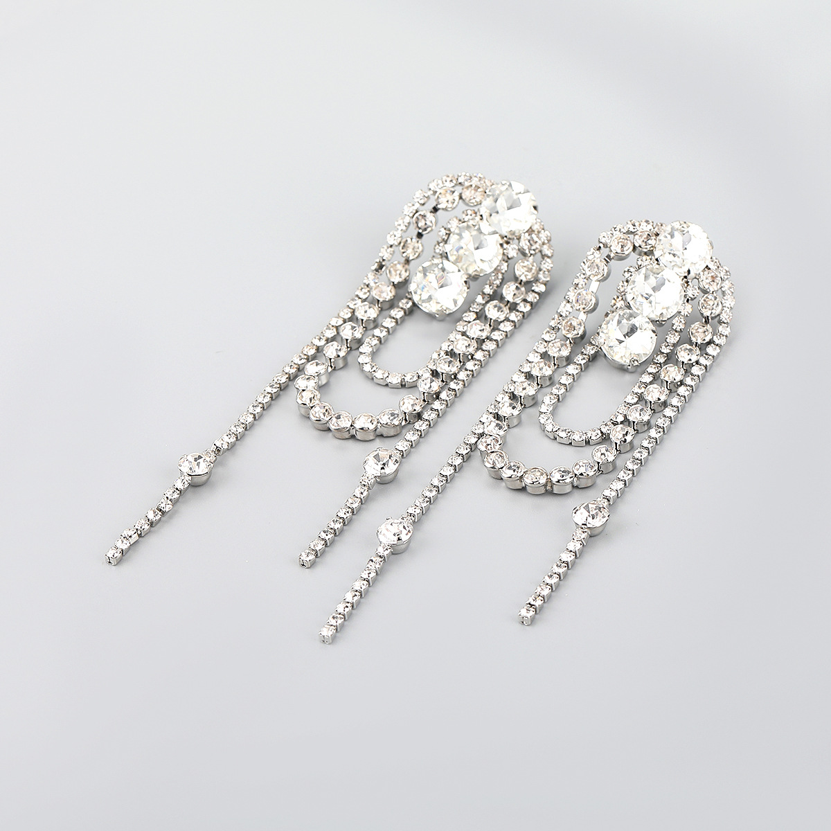 Diamond Tassels European And American Exaggerated Earrings Trendy Female Net Red