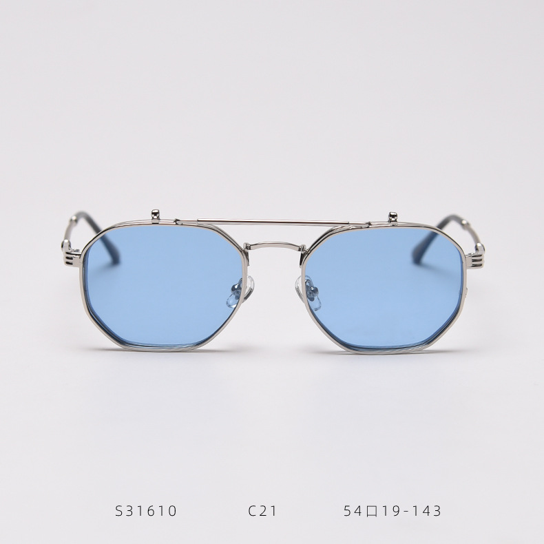 Title 4, Metalen retro flip polarized zonnebril voor hel...