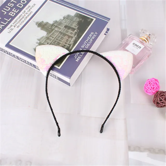 Fashion Hair Accessories Sequined Cat Ear Headband Children's Hair Accessories White - Shop at LoveMi
