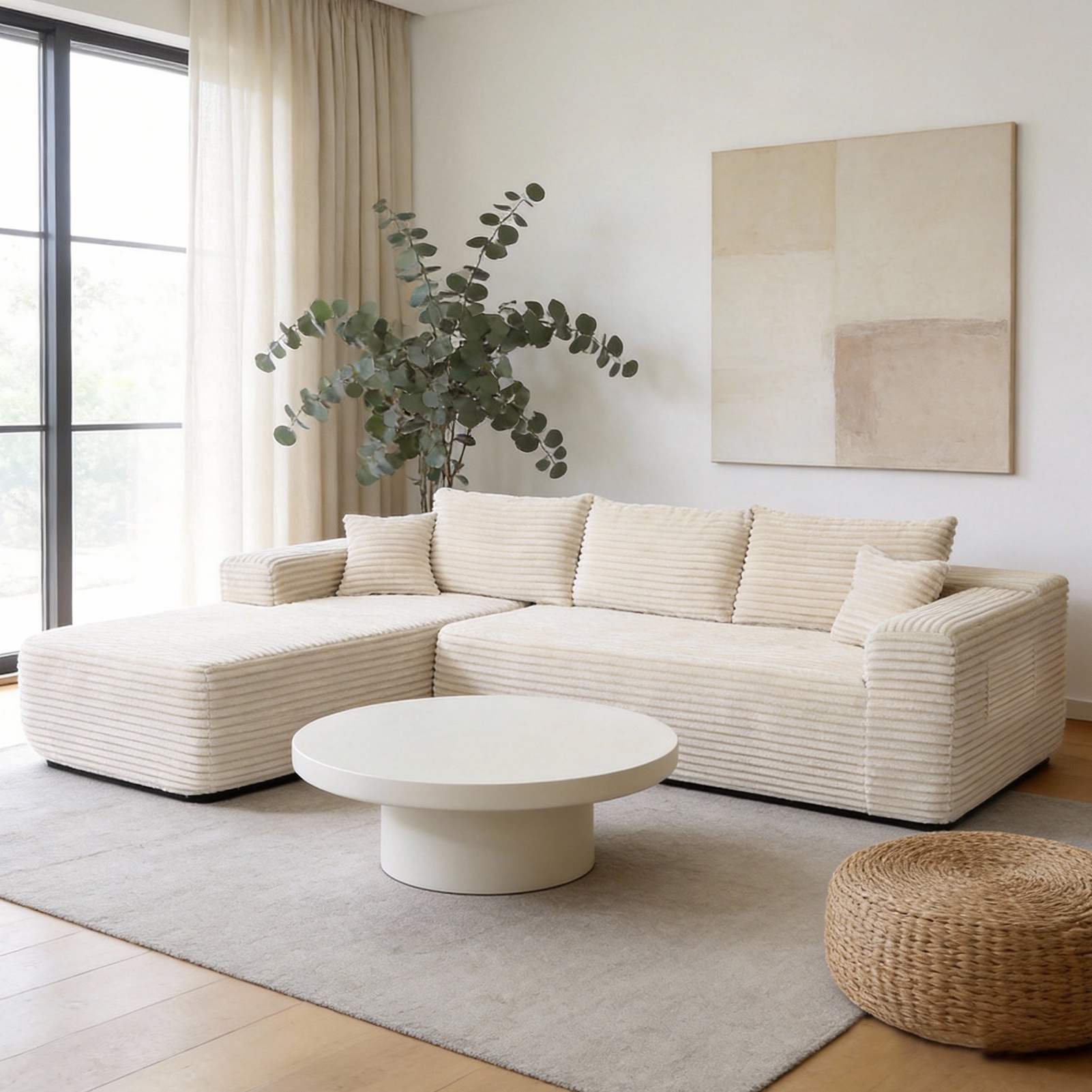 YM3116250005811& YM3116250006111 Combination Products Are Not Sold Sep-L Shape Modular Sectional Couch Spacious Comfortable 2 Seater Sofa With Pillows For Living Room Office No Assembly Required Beig