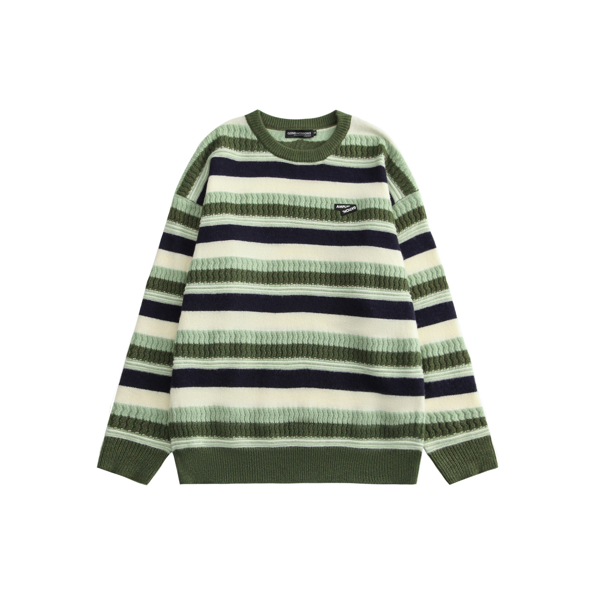 Striped Sweater With Round Neck And Long Sleeves