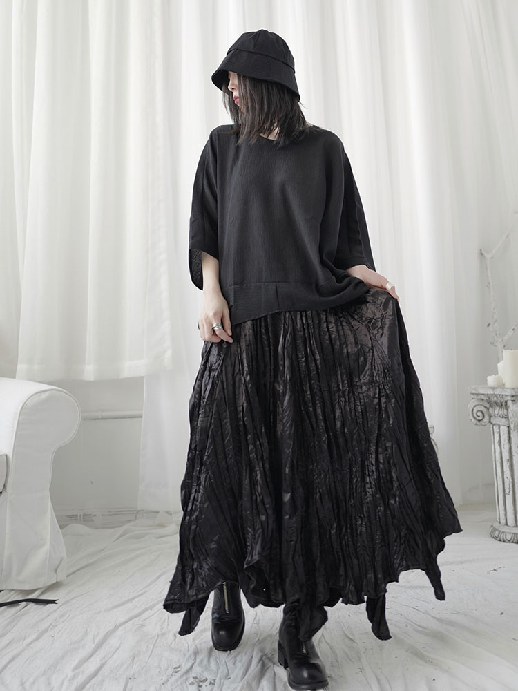 Title 2, High waist thin A-line long skirt