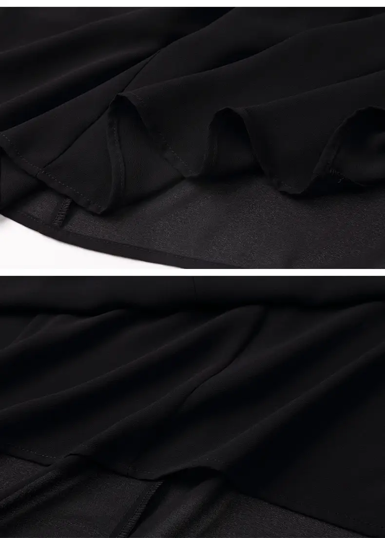 The Black Chiffon Dress Shows Thin Waist