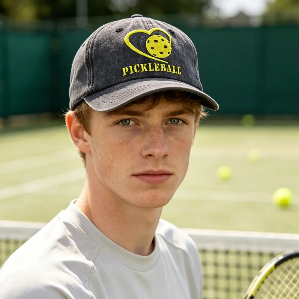 Pickleball Baseball Cap, I Love Heart Embroidered