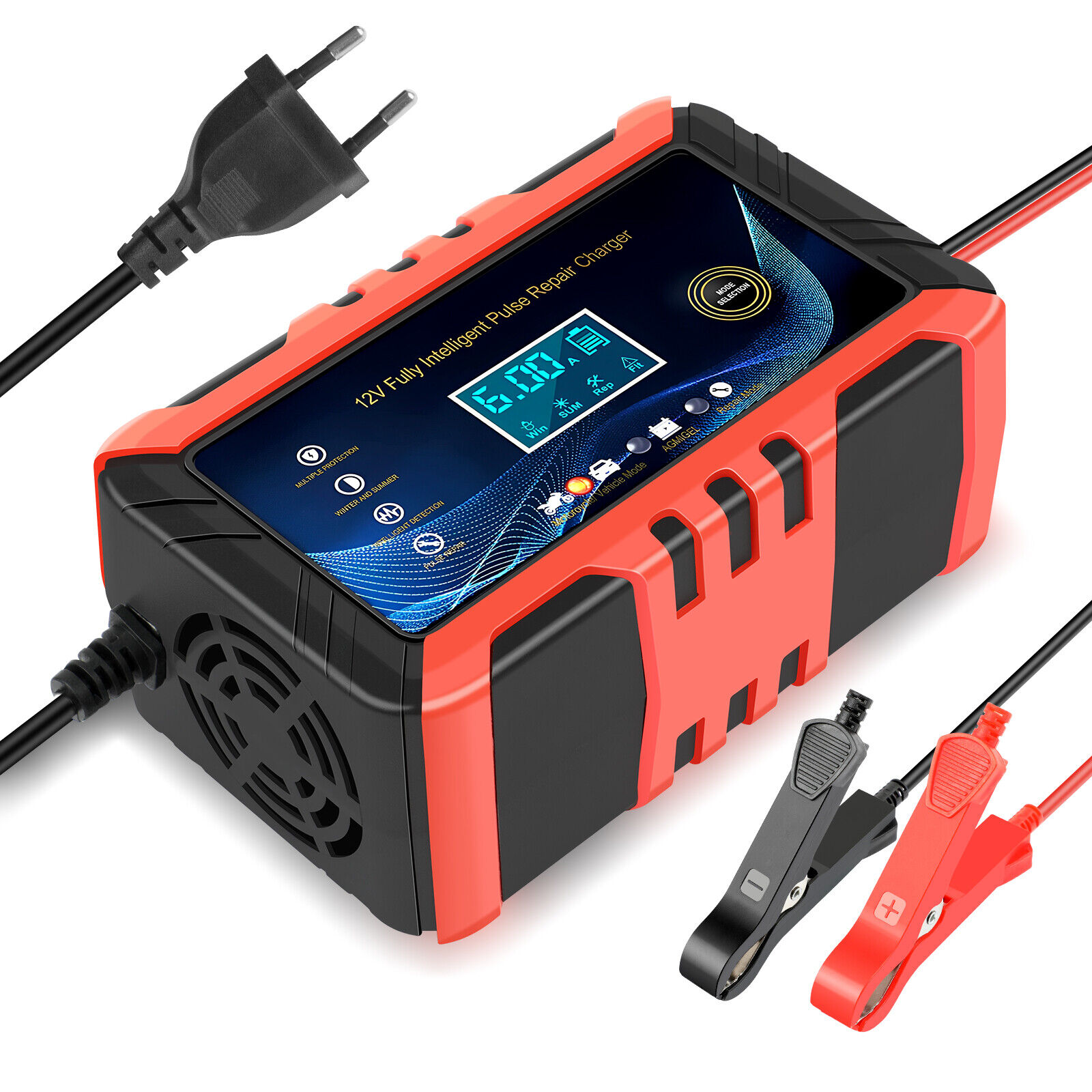 Car Intelligent Battery Charger Pulse Repair Trickle Charger 12V 6A - Imagen 10 de 10