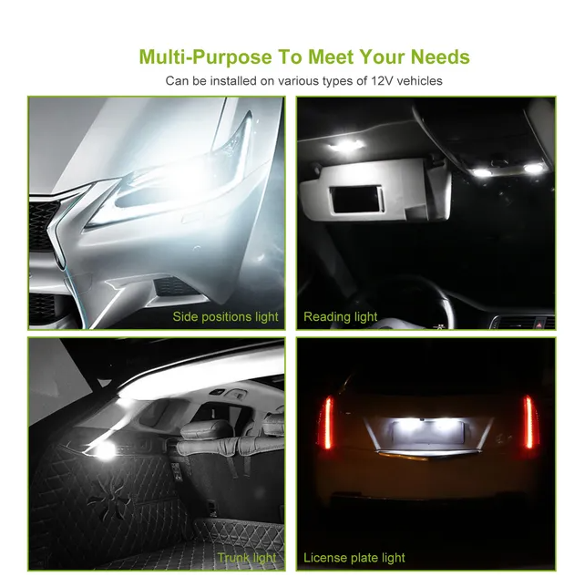 10PCS T10 LED Bulbs 194 LED Lights 12V 1W 5730 Xenon White Wedge