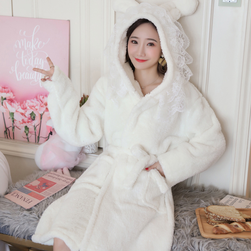 Rabbit robe white