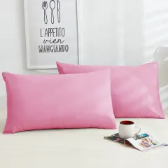 Pure Color Cotton Pillowcases A Pair Of Hotel Hotel Cotton 48X74CM - Rouge - View 1