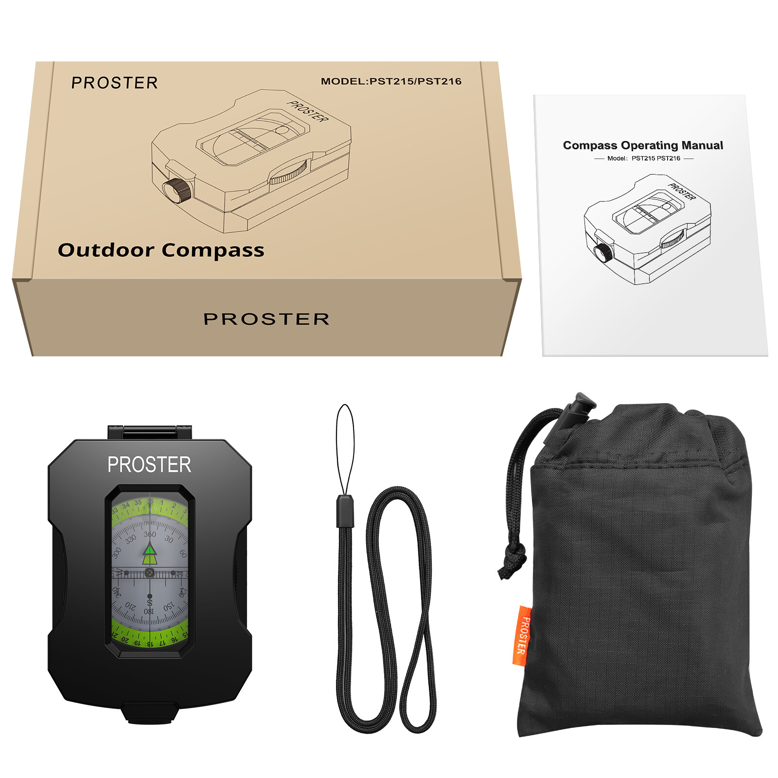 Proster Military Compass Metal Sighting Clinometer For Outdoor Camping Hiking — image 7