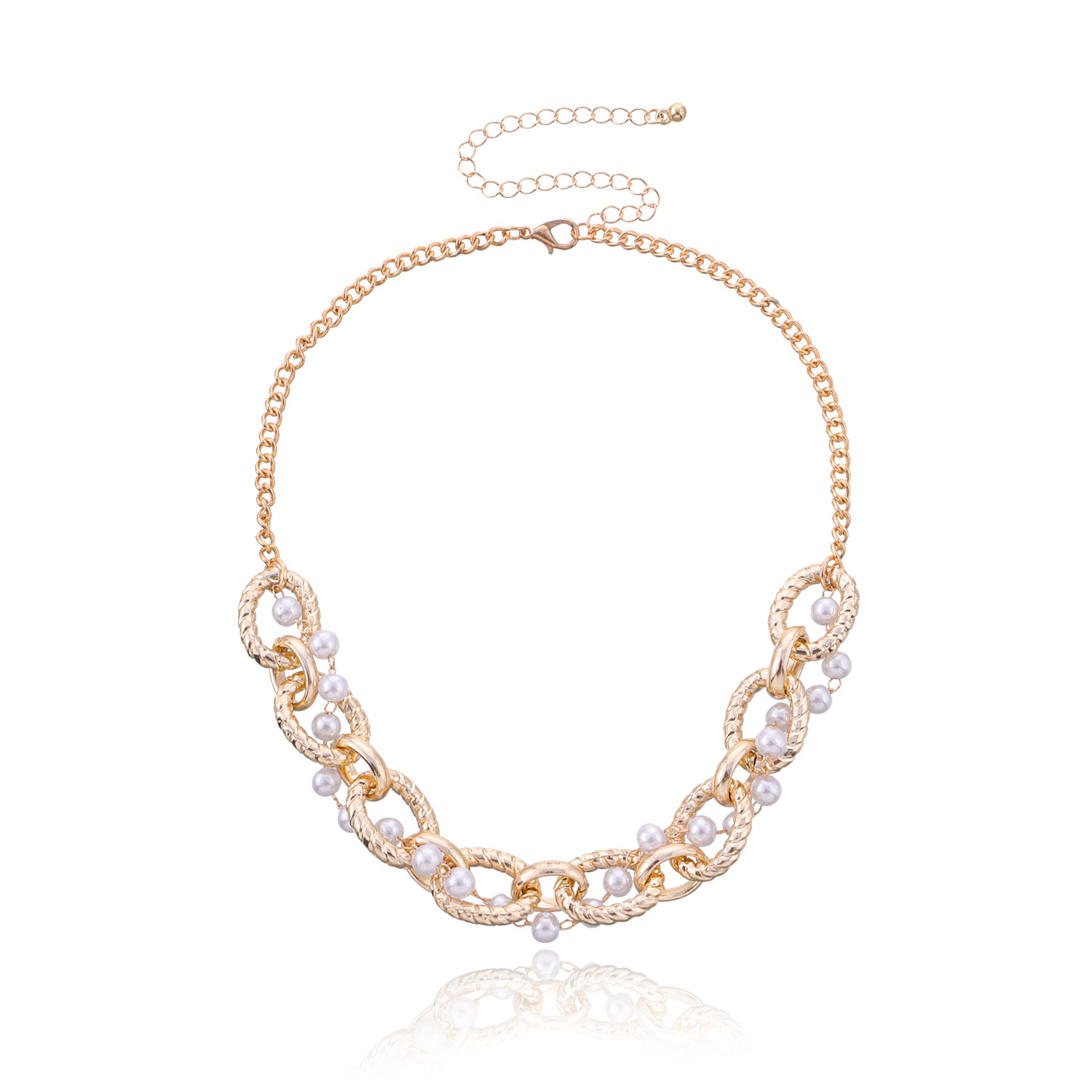 Imitation Pearl Twist Chain Short Necklace