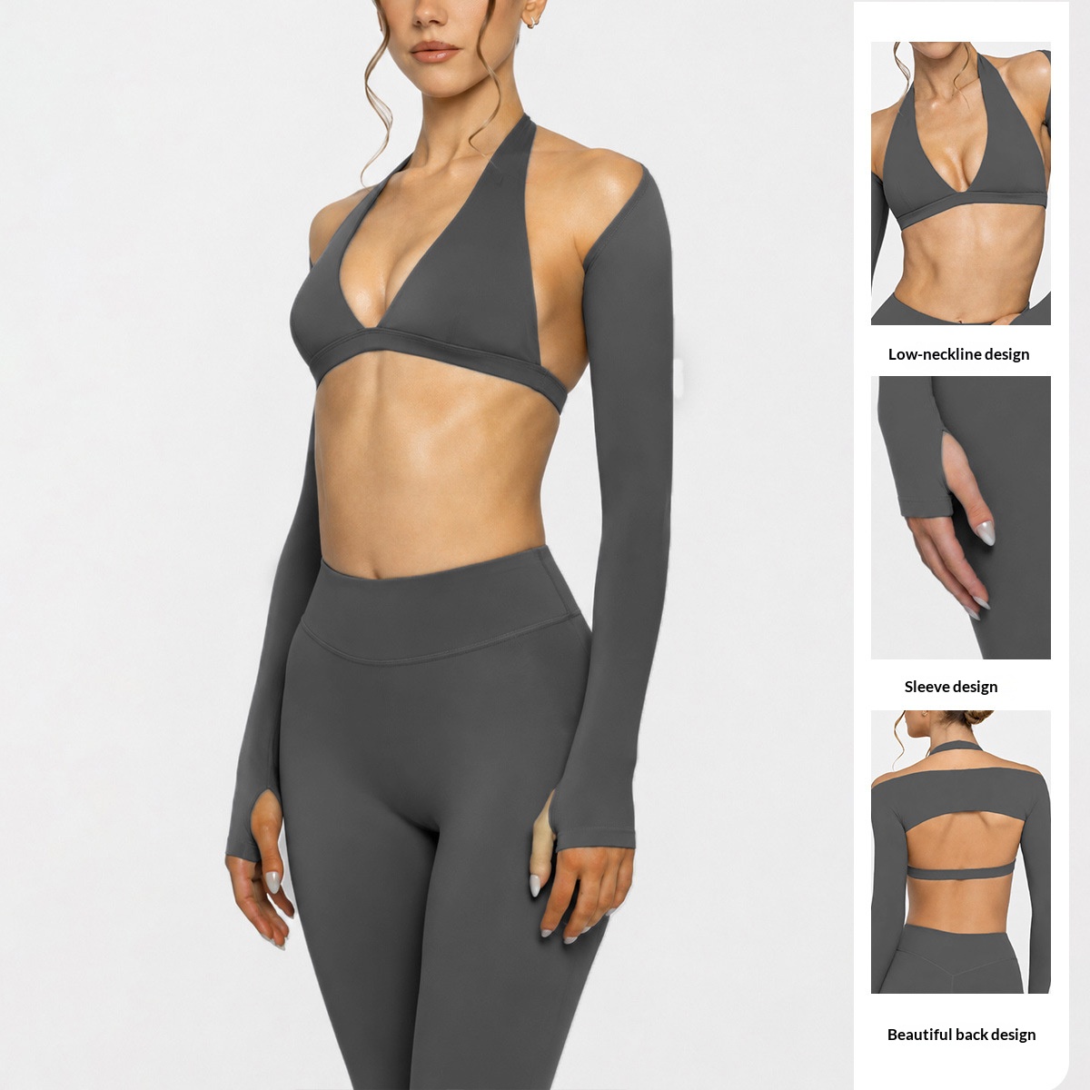 Naked Yoga Three-Piece Set Women's Neck Shoulder Sleeve High