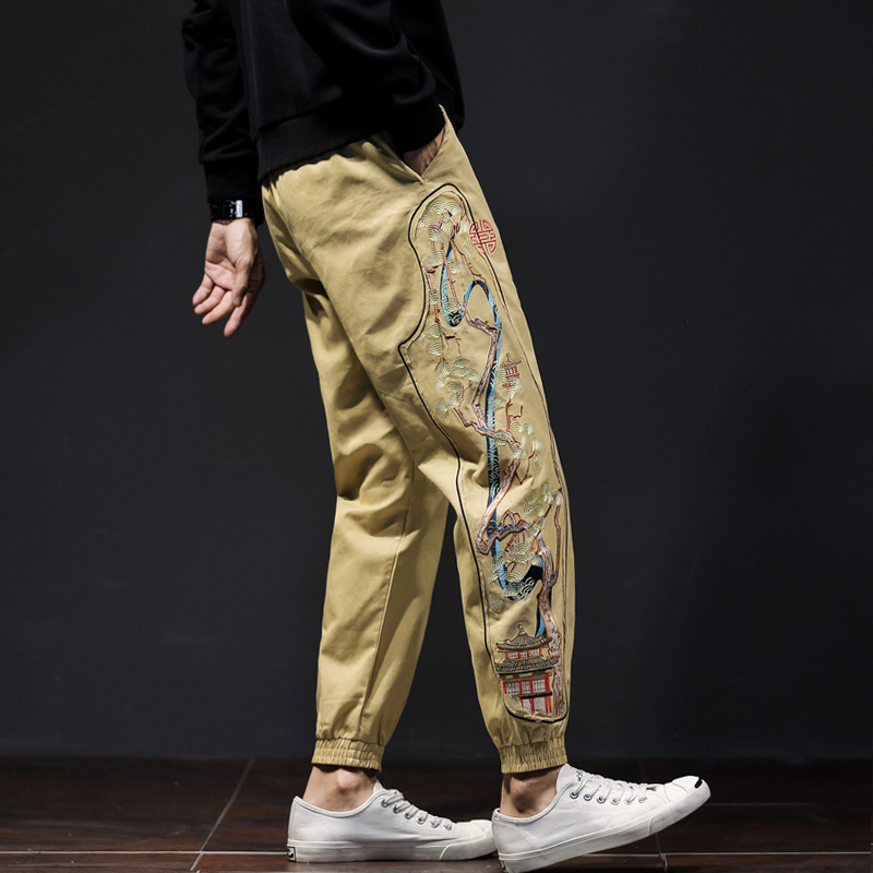 Title 5, Pantaloni Uomo Loose con Ricami Patchwork, Tend...