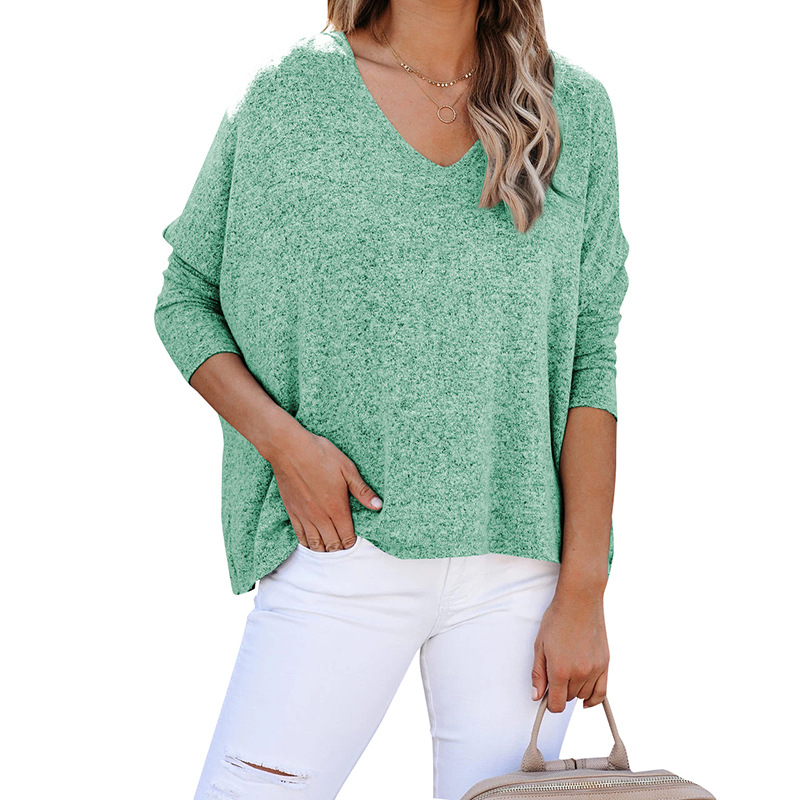 Title 10, Bat Sleeve V-Neck Loose Pullover Top