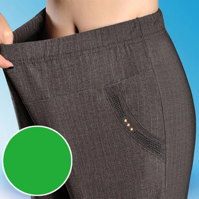 Women's Middle aged And Elderly Spring And Autumn Trousers Grey Stripes - Shop at LoveMi